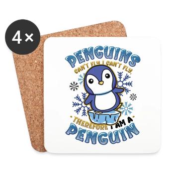 Les pingouins ne peuvent pas voler - Dessous de verre (lot de 4) - blanc - Devant
