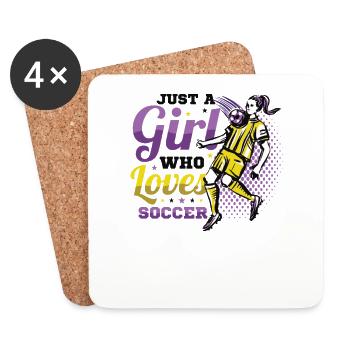 Just A Girl Who Loves Soccer, Frauenfußball - Untersetzer (4er-Set) - Weiß - Vorne