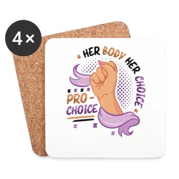 Son corps, son choix, Pro Choice, Droit des femmes - Dessous de verre (lot de 4) - blanc - Devant
