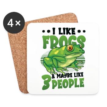 J’aime les grenouilles et peut-être 3 personnes - Dessous de verre (lot de 4) - blanc - Devant