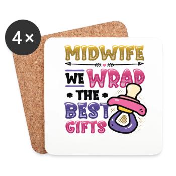 Midwife We wrap the best gifts - Coasters (set of 4) - white - Front
