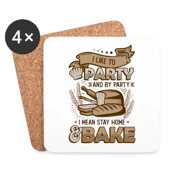 Zu Hause Bleiben Und Backen, Hobby-bäcker - Untersetzer (4er-Set) - Weiß - Vorne