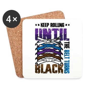 Keep turning until the belt turns black, karate - Coasters (set of 4) - white - Front
