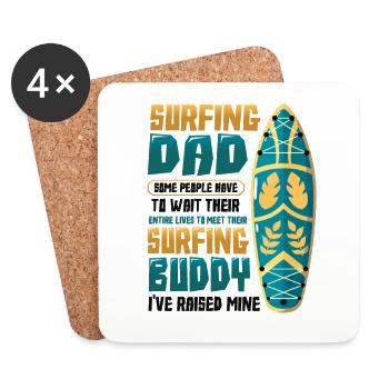 Père et fils surfeurs, surfeurs. - Dessous de verre (lot de 4) - blanc - Devant