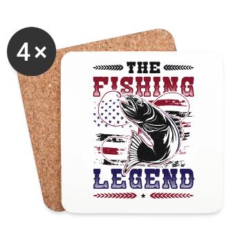 The Fishing Legend, Angler, American Flag - Coasters (set of 4) - white - Front