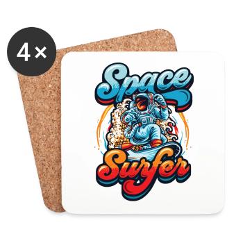 Astronaute surfeur spatial - Dessous de verre (lot de 4) - blanc - Devant