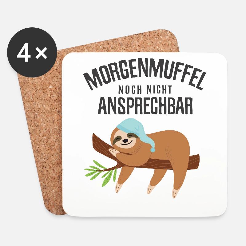 Morgenmuffel Nicht Ansprechbar Faultier Pyjama - Untersetzer (4er-Set) - Weiß