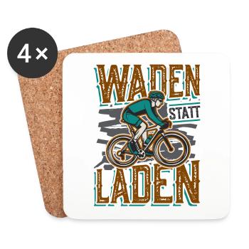 Waden Statt Laden, Mountain Bike - Untersetzer (4er-Set) - Weiß - Vorne