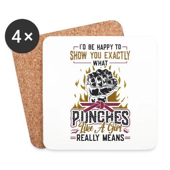 Zeigen Sie, Was "punches Like A Girl" Bedeutet: - Untersetzer (4er-Set) - Weiß - Vorne