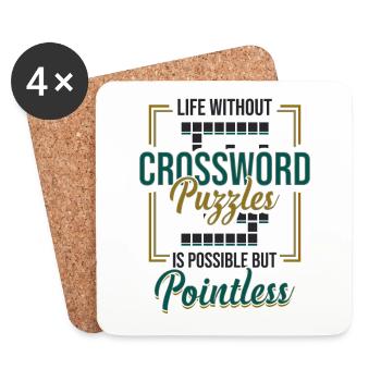 Crossword Lovers, Crosswords - Coasters (set of 4) - white - Front