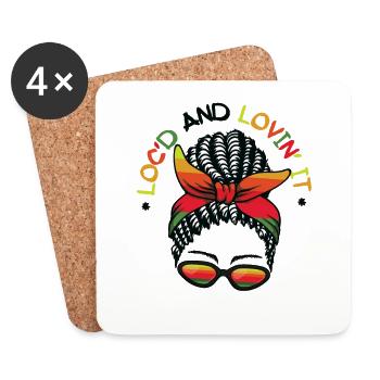 Locd And Lovin It Dreadlocks Melanin Black Queen - Dessous de verre (lot de 4) - blanc - Devant