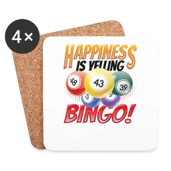Le bonheur, c’est crier au bingo - Dessous de verre (lot de 4) - blanc - Devant