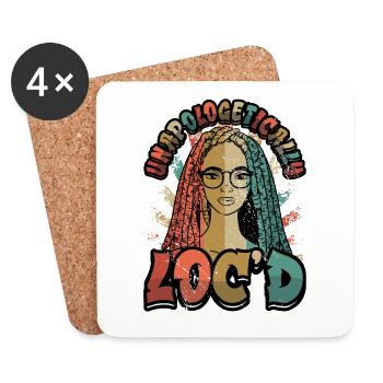 Unapologetisch Gelockte Dreadlocks Melanin Schwarz - Untersetzer (4er-Set) - Weiß - Vorne