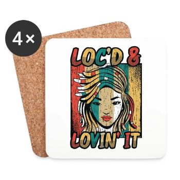 Locd And Lovin It Dreadlocks Melanin Black Queen - Dessous de verre (lot de 4) - blanc - Devant