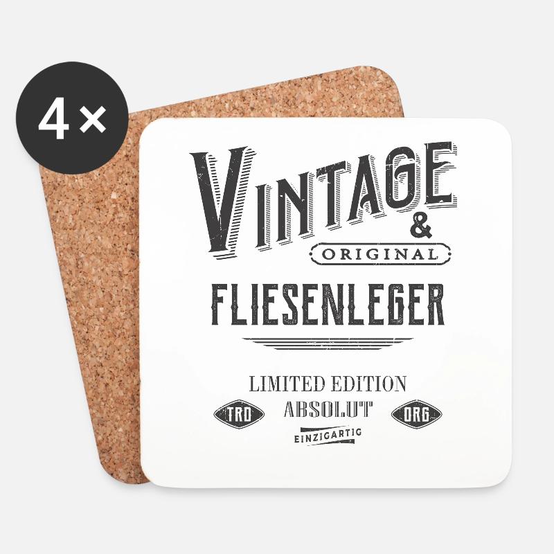 Fliesenleger Vintage - Untersetzer (4er-Set) - Weiß