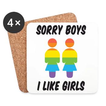 Désolé les garçons, j’aime les filles - Dessous de verre (lot de 4) - blanc - Devant