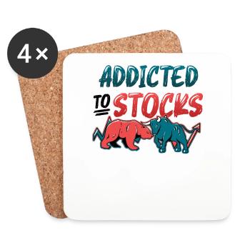 Accro aux actions, Bull Bear Stock Market - Dessous de verre (lot de 4) - blanc - Devant