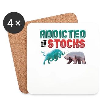 Accro aux actions, Bull Bear Stock Market - Dessous de verre (lot de 4) - blanc - Devant