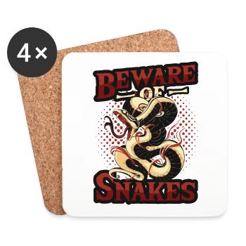 Snakes TourWarning of the tour guide before snake - Coasters (set of 4) - white - Front