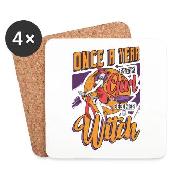 Une fois par an, chaque fille devient Halloween - Dessous de verre (lot de 4) - blanc - Devant