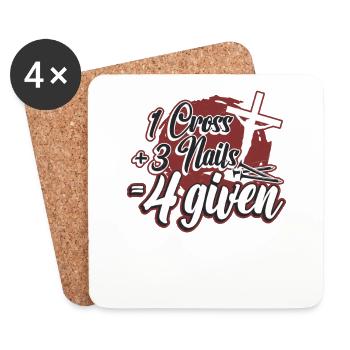 Religious, 1 cross, 3 nails, 4 Jesus, given - Coasters (set of 4) - white - Front