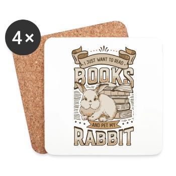 Lire des livres et caresser mon lapin. - Dessous de verre (lot de 4) - blanc - Devant