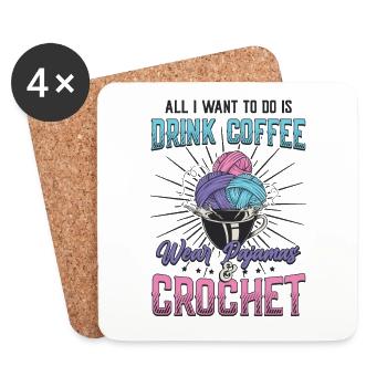Kaffee-pyjamas Und Häkeln - Love Crocheting - Untersetzer (4er-Set) - Weiß - Vorne