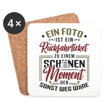 Foto, Rückfahrticket, Vergangenheit, Fotograf. - Untersetzer (4er-Set) - Weiß - Vorne