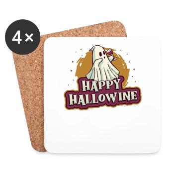 Happy Halloween ghost drinks wine - Coasters (set of 4) - white - Front