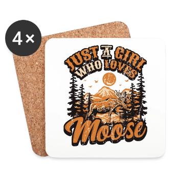 Just A Girl Who Loves Moose - Untersetzer (4er-Set) - Weiß - Vorne