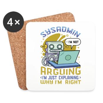 sysadmin, I'll explain why I'm the right one - Coasters (set of 4) - white - Front