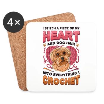Coudre un morceau de mon cœur et chien poil chien maman - Dessous de verre (lot de 4) - blanc - Devant