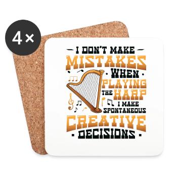 Harp player, Harp player, Harp - Coasters (set of 4) - white - Front