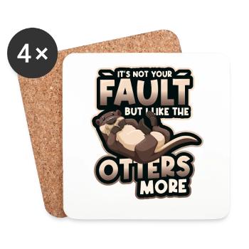 I like the otters more - Otter Pun Sea Otters - Coasters (set of 4) - white - Front