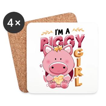 At A Piggy Girl, pig lover - Coasters (set of 4) - white - Front