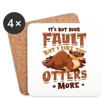 I like the otters more - Otter Pun Sea Otters - Coasters (set of 4) - white - Front