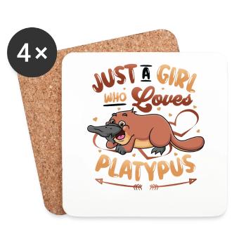 Girls Platypus Lover - Juste une fille qui aime - Dessous de verre (lot de 4) - blanc - Devant