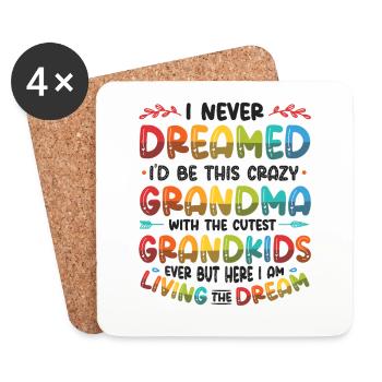 Une grand-mère fière aime ses petits-enfants - Dessous de verre (lot de 4) - blanc - Devant
