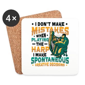 Harp player, Harp player, Harp - Coasters (set of 4) - white - Front