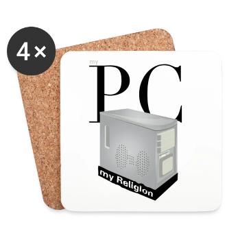 my PC my Religion - Untersetzer (4er-Set) - Weiß - Vorne