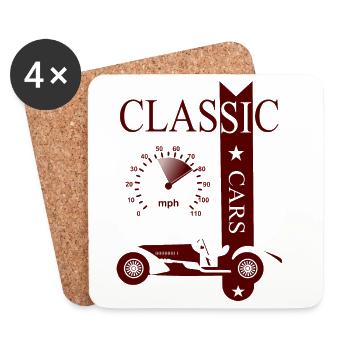 Voiture classique vintage - Dessous de verre (lot de 4) - blanc - Devant