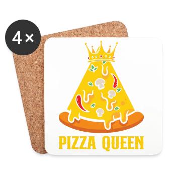 Pizza Queen officiel – Conception du leader - Dessous de verre (lot de 4) - blanc - Devant