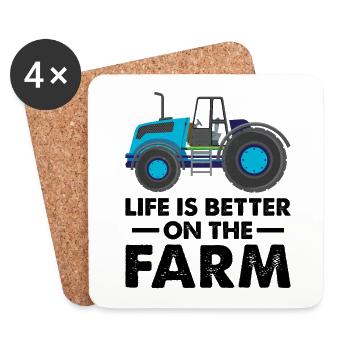 La vie est meilleure à la ferme Agriculteurs - Dessous de verre (lot de 4) - blanc - Devant