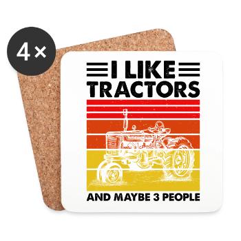 I like tractors and maybe 3 people tractor - Coasters (set of 4) - white - Front