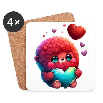 Ein kleines liebes Monster mit rotem Fell - Untersetzer (4er-Set) - Weiß - Vorne
