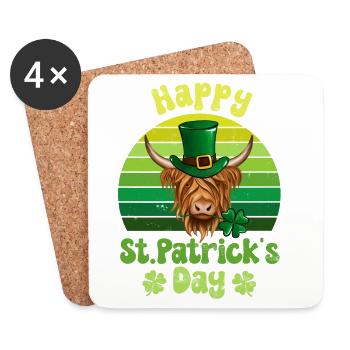 St. Patrick's Tag Schottisches Hochlandrind - Untersetzer (4er-Set) - Weiß - Vorne