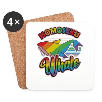 Gay Whale Rainbow Whale Lgbt - Dessous de verre (lot de 4) - blanc - Devant