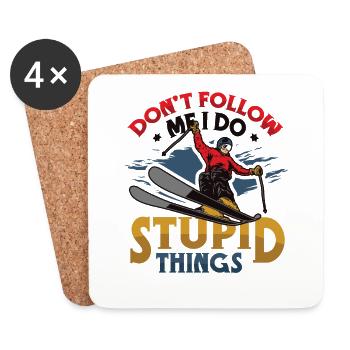 Don't follow me I do stupid things - Coasters (set of 4) - white - Front