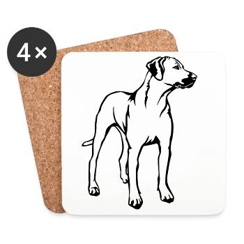 Rhodesian Ridgeback - Dessous de verre (lot de 4) - blanc - Devant