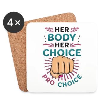 Son corps, son choix, les droits des femmes Pro Choice - Dessous de verre (lot de 4) - blanc - Devant